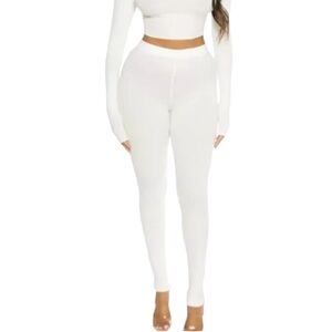 Naked Wardrobe Ivory Leggings